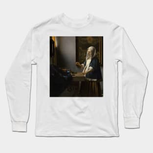 Woman Holding a Balance by Jan Vermeer Long Sleeve T-Shirt